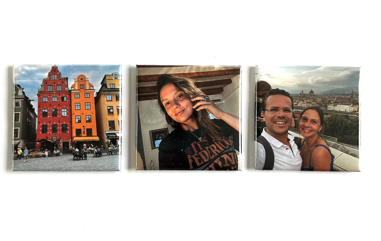 3 customised 50x50mm photo Magnets