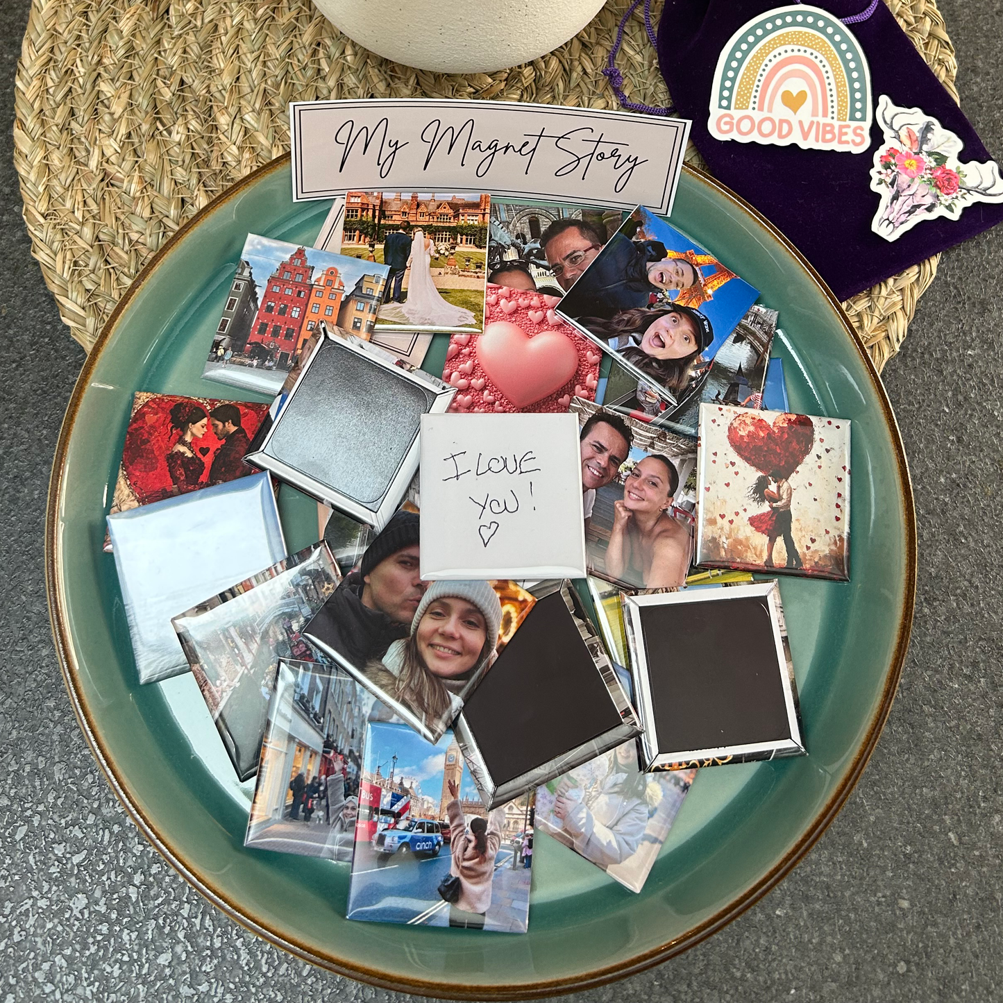 3 customised 50x50mm photo Magnets